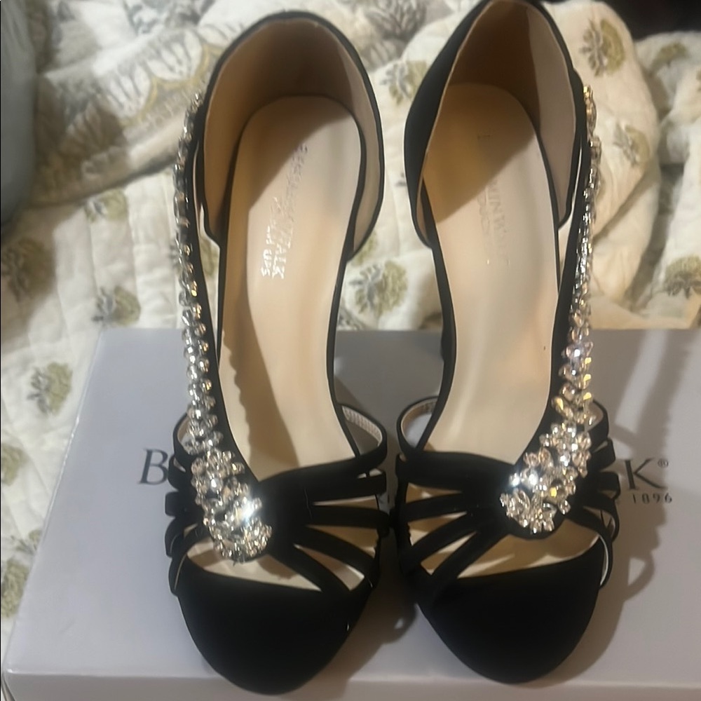 Elegant Black BeBe Women's Shoes with Rhinestone Detailing